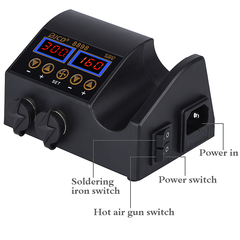 2 In 1 Soldering Rework Station 750W - JCD 8898‑16 750W 2‑in‑1 LCD Digital